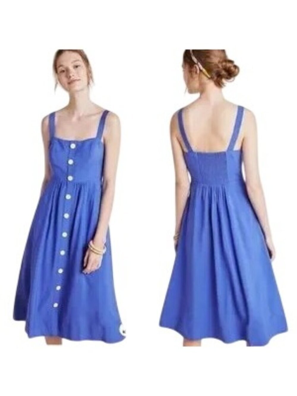 Anthropologie Maeve Rosemary Indigo Square Neck Midi Dress